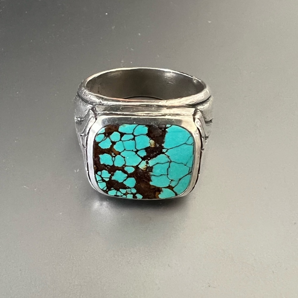 John Varvatos Turquoise Signet Ring in Sterling Silver MSRP: $698